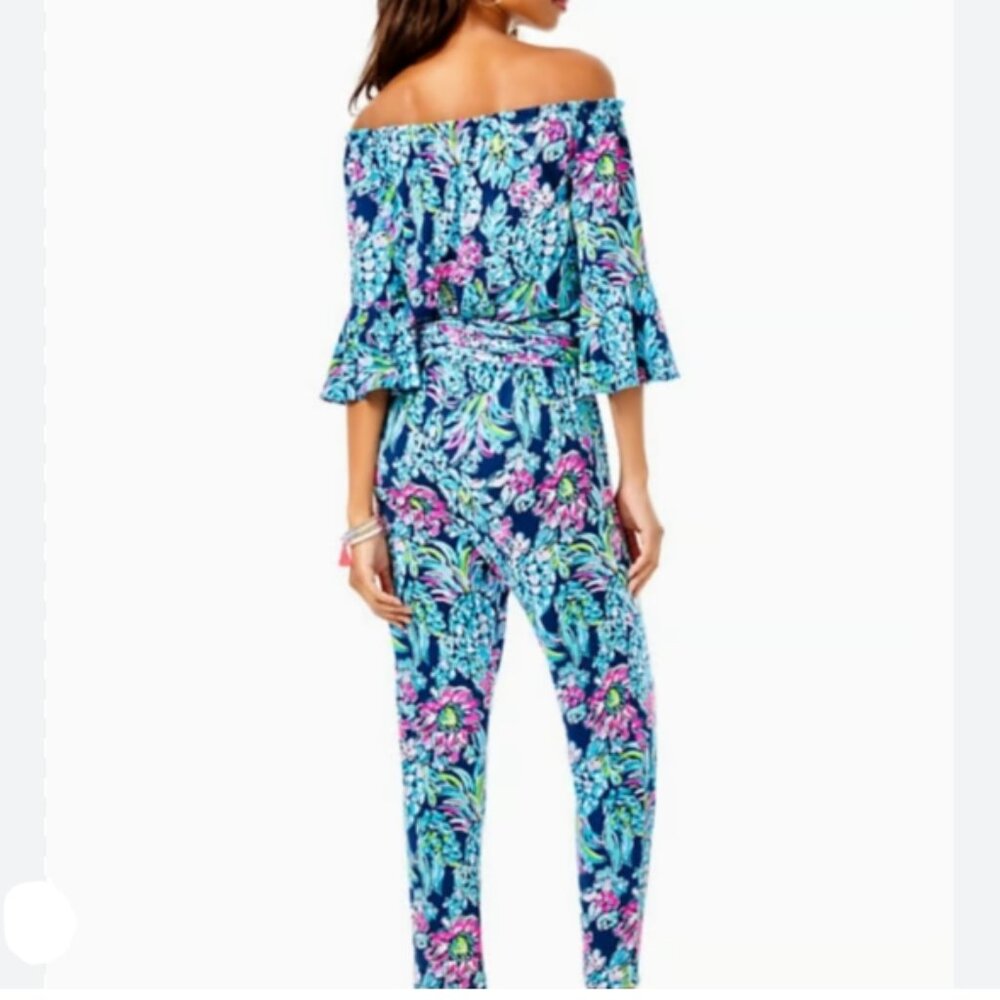 Lilly Pulitzer Calla Jumpsuit in High Tide Navy Pineapple Paradise
